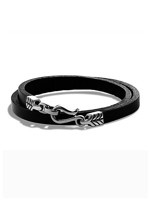 David Yurman - Chevron Double Wrap Leather & Sterling Silver Bracelet