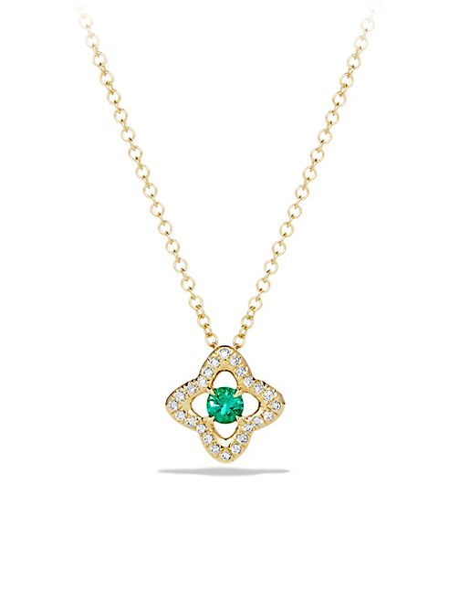 David Yurman - Venetian Quatrefoil¿¿Necklace with Emerald and Diamonds in 18K Gold