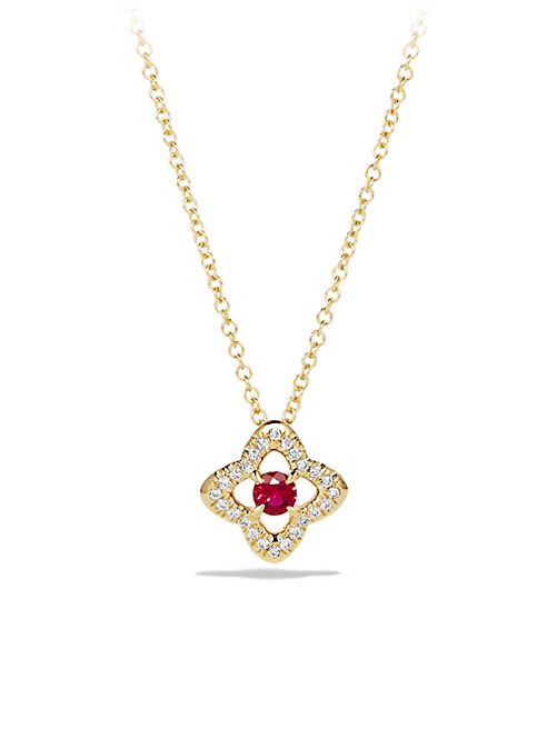 David Yurman - Venetian Quatrefoil Necklace with Ruby and Diamonds in 18K Gold