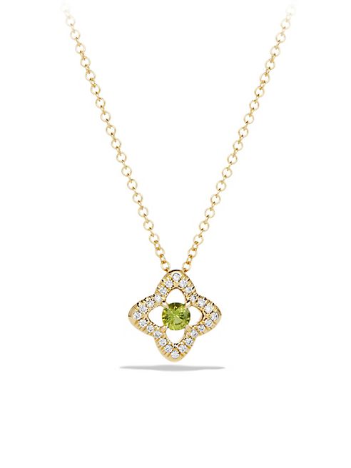 David Yurman - Venetian Quatrefoil Pendant Necklace with Peridot and Diamonds in 18K Gold