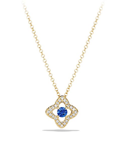 David Yurman - Venetian Quatrefoil Necklace with Blue Sapphire and Diamonds in 18K Gold