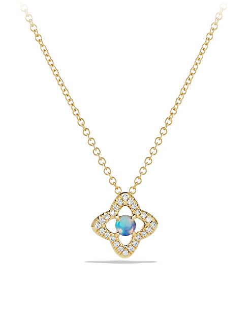 David Yurman - Venetian Quatrefoil Pendant Necklace with Opal and Diamonds in 18K Gold