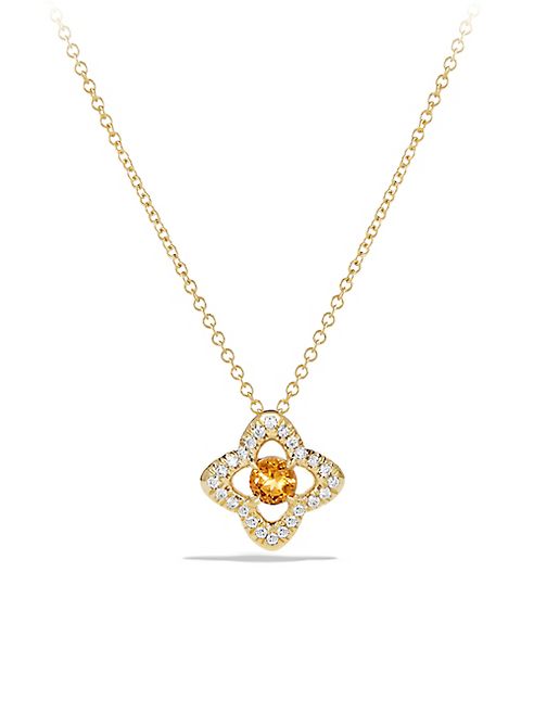 David Yurman - Venetian Quatrefoil Pendant Necklace with Citrine and Diamonds in 18K Gold