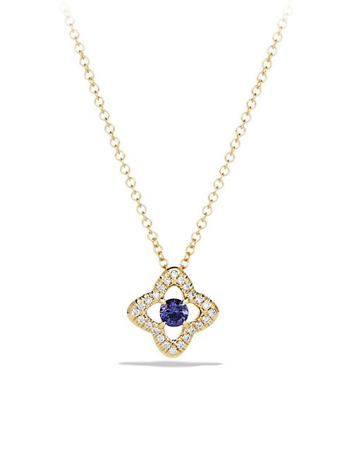 David Yurman - Venetian Tanzania & Diamond Pavé Quatrefoil Pendant Necklace