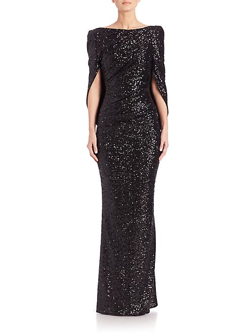 Talbot Runhof - Sequined Cape Gown