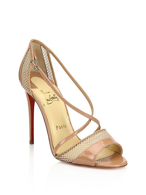 Christian Louboutin - Silkova 100 Patent Leather & Mesh Sandals