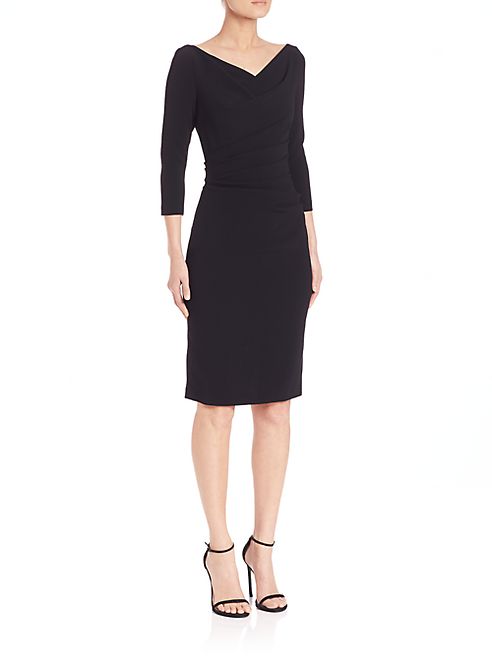 Talbot Runhof - Gathered Crepe Sheath Dress