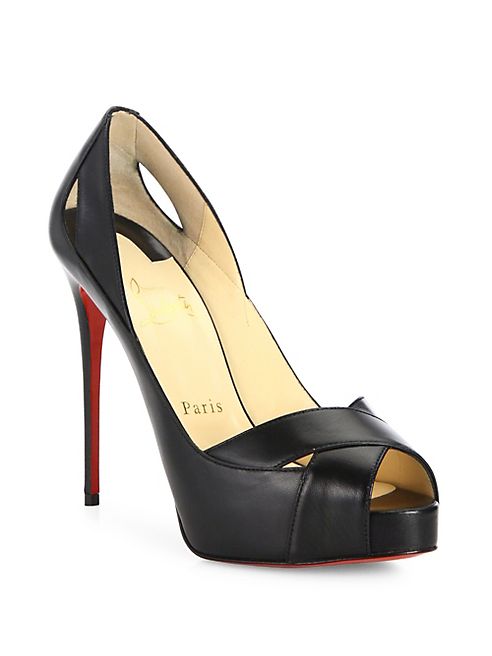 Christian Louboutin - Academa 120 Leather Peep Toe Pumps