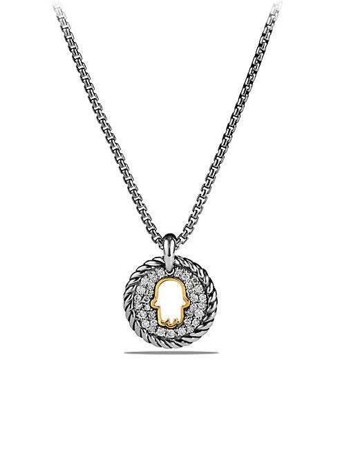 David Yurman - Cable Collectibles Hamsa Charm Necklace with Diamonds and 18K Gold