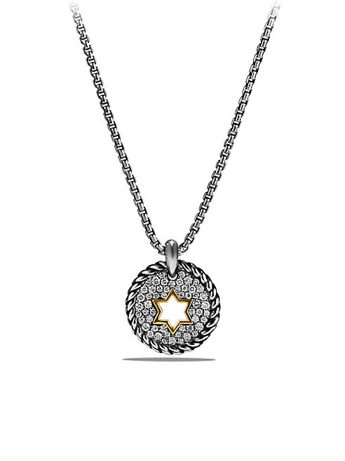 David Yurman - Cable Collectibles Star of David Charm Necklace with Diamonds and 18K Gold