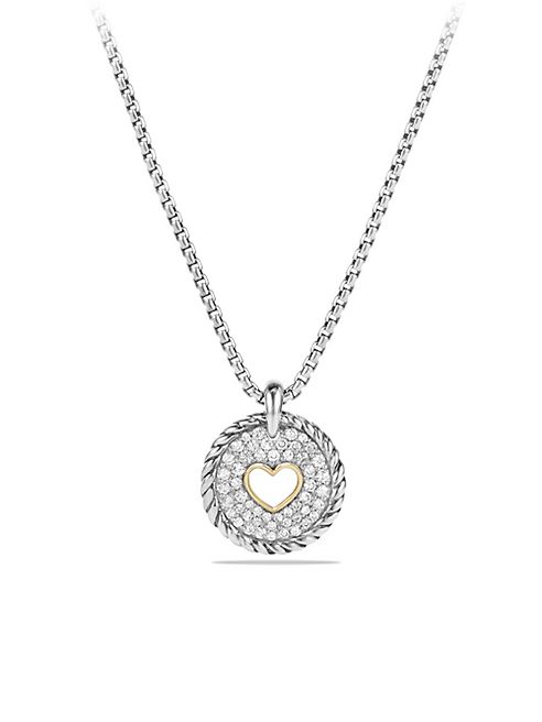 David Yurman - Cable Collectibles Heart Charm Necklace with Diamonds and 18K Gold