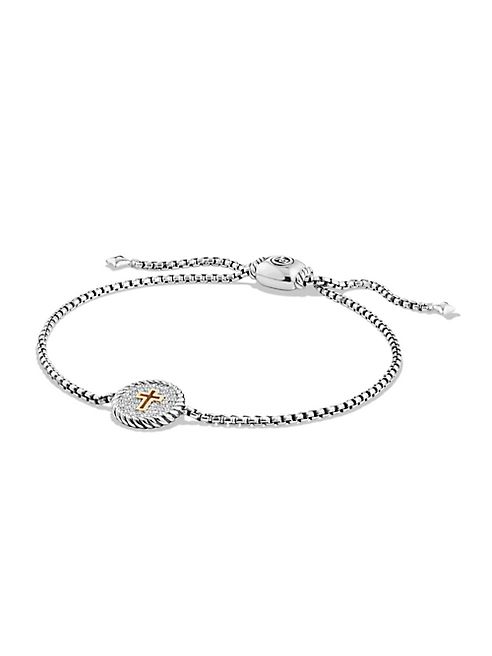 David Yurman - Cable Collectibles Cross Charm Bracelet with Diamonds and 18K Gold