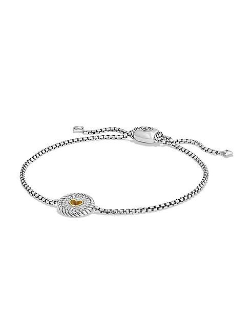 David Yurman - Cable Collectibles Heart Charm Bracelet with Diamonds and 18K Gold