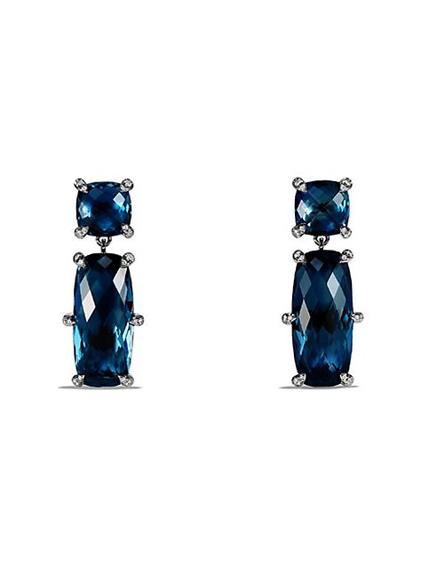 David Yurman - Châtelaine Double Drop Earrings with Hampton Blue Topaz and Diamonds