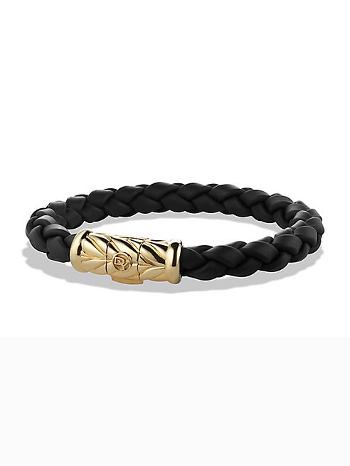 David Yurman - 18K Yellow Gold & Braided Rubber Bracelet