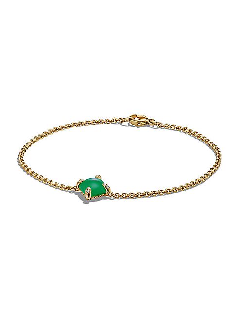 David Yurman - Châtelaine Bracelet with Chrysoprase and Diamonds in 18K Gold