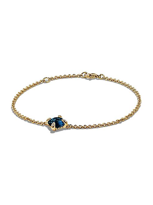 David Yurman - Châtelaine Bracelet with Hampton Blue Topaz and Diamonds in 18K Gold