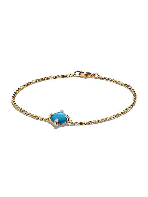 David Yurman - Châtelaine Bracelet with Turquoise and Diamonds in 18K Gold