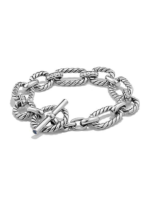 David Yurman - Cushion Link Chain Bracelet with Pavé Diamonds