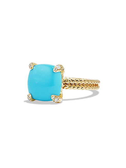 David Yurman - Châtelaine Ring with Turquoise and Diamonds in 18K Gold