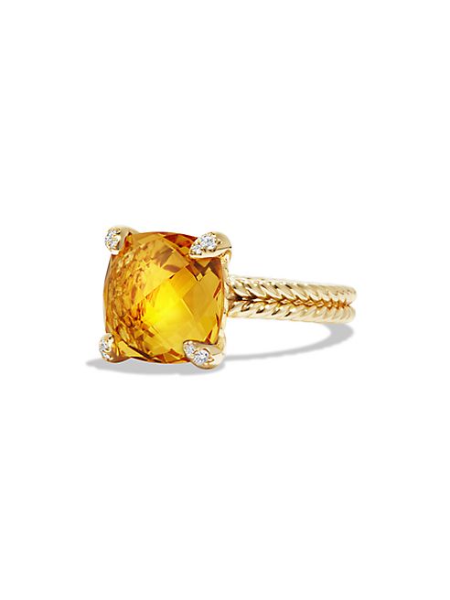 David Yurman - Châtelaine Ring with Citrine and Diamonds in 18K Gold