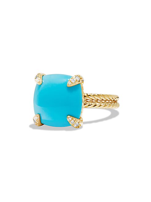 David Yurman - Châtelaine Ring with Turquoise and Diamonds in 18K Gold