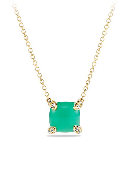 David Yurman - Châtelaine Pendant Necklace with Chrysoprase and Diamonds in 18K Gold