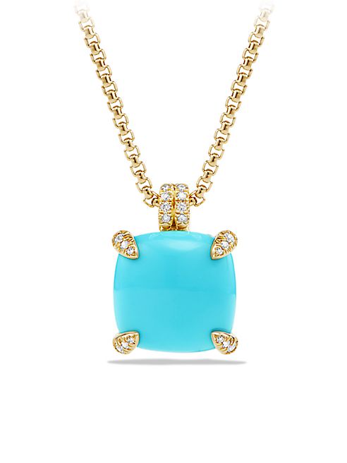 David Yurman - Châtelaine Pendant Necklace with Turquoise and Diamonds in 18K Gold