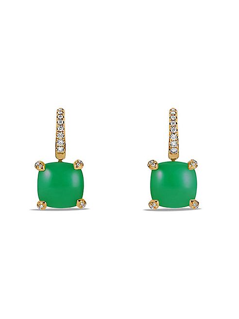 David Yurman - Châtelaine Drop Earrings with Chrysoprase and Diamonds in 18K Gold