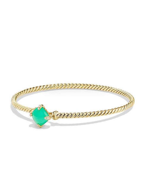 David Yurman - Chatelaine Chrysoprase Hard Bracelet with Diamonds