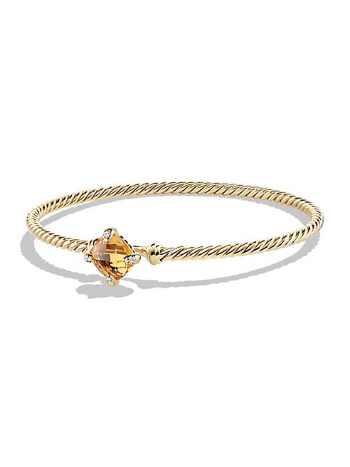 David Yurman - Chatelaine Diamond & Citrine Cabled 18K Gold Bracelet