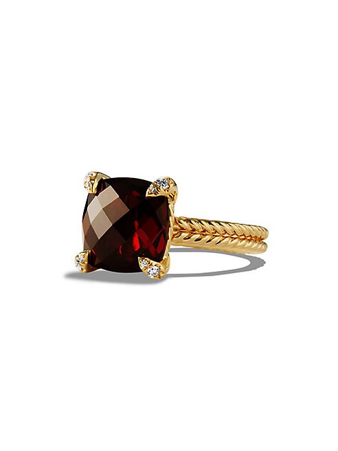 David Yurman - Châtelaine  Ring with Garnet and Diamonds in 18K Gold