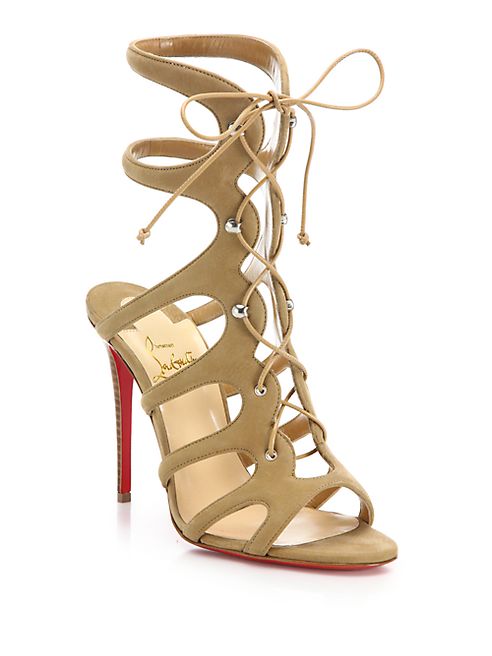 Christian Louboutin - Amazoulo 100 Suede Lace-Up Sandals