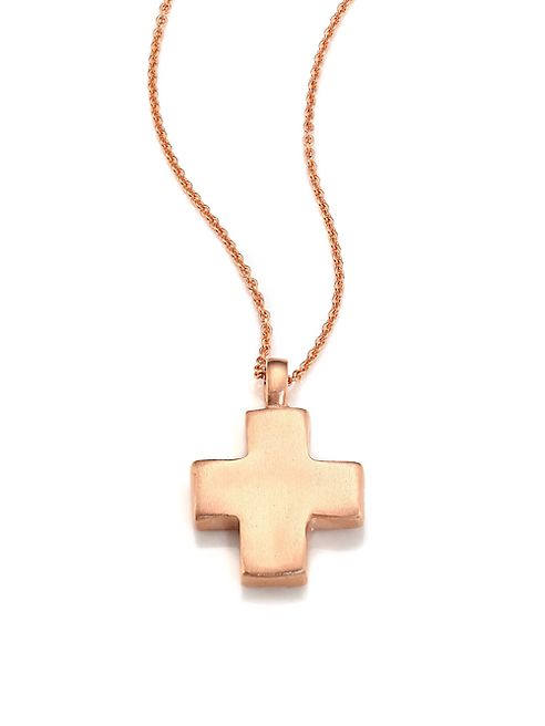 LJ Cross - Cobblestone 14K Rose Gold Cross Pendant Necklace