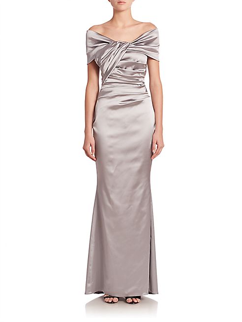 Talbot Runhof - Off-Shoulder Stretch Satin Gown