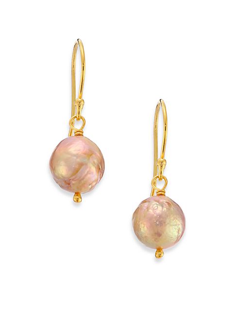 Lena Skadegard - 10MM Blush Baroque Pearl & 18K Yellow Gold Drop Earrings