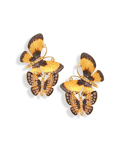 Annoushka - Butterflies Duet Diamond & 18K Yellow Gold Stud Earrings