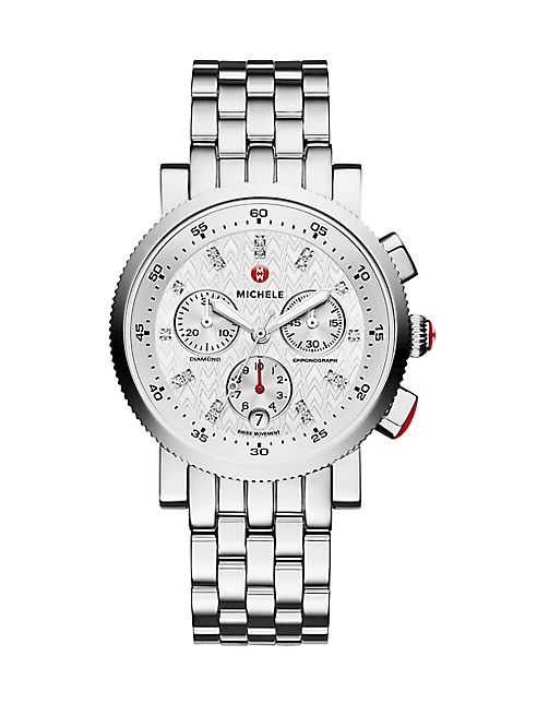 Michele Watches - Sport Sail 18 Diamond & Stainless Steel Chronograph Bracelet Watch