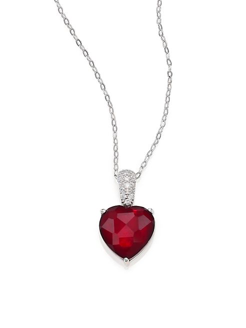 Adriana Orsini - Garnet & Mother-Of-Pearl Heart Pendant Necklace