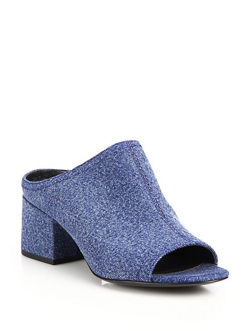 3.1 Phillip Lim - Cube Denim Block Heel Mules