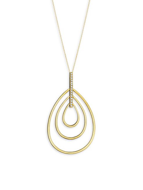 Carelle - Moderne Diamond & 18K Yellow Gold Trio Teadrop Pendant Necklace