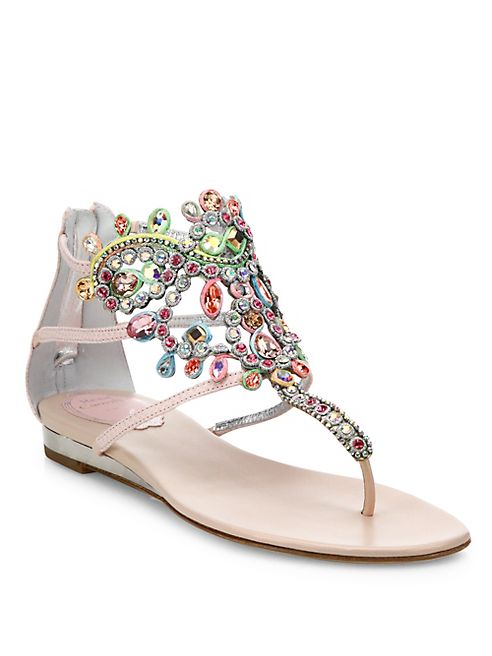 Rene Caovilla - Swarovski Crystal-Embellished Snakeskin Sandals