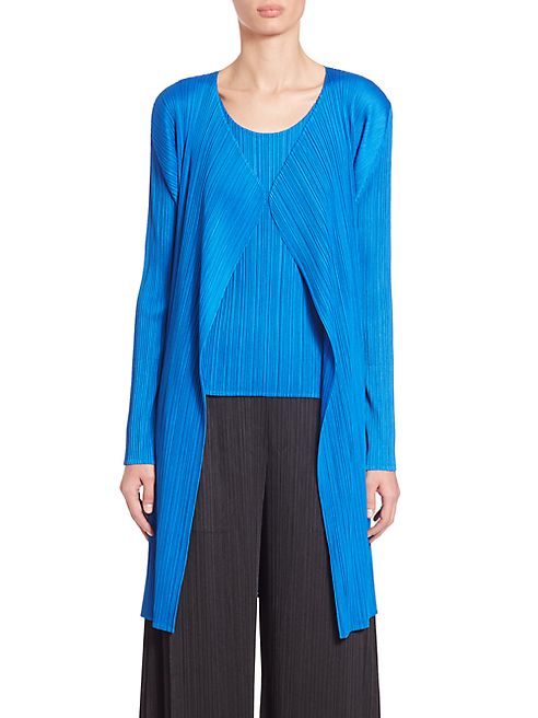 Pleats Please Issey Miyake - Long Open-Front Cardigan