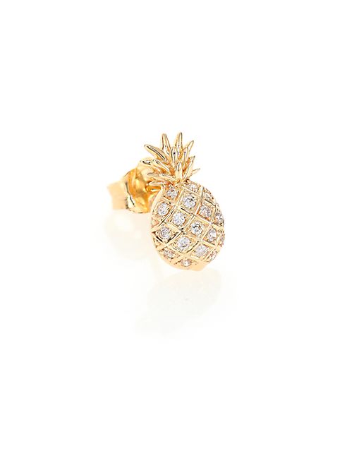 Sydney Evan - Diamond & 14K Yellow Gold Pineapple Single Stud Earring