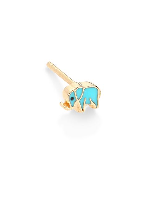 Sydney Evan - Mini Enamel & 14K Yellow Gold Elephant Single Stud Earring