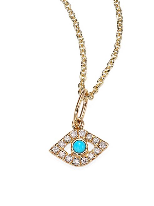 Sydney Evan - Diamond & Turquoise Evil Eye Necklace