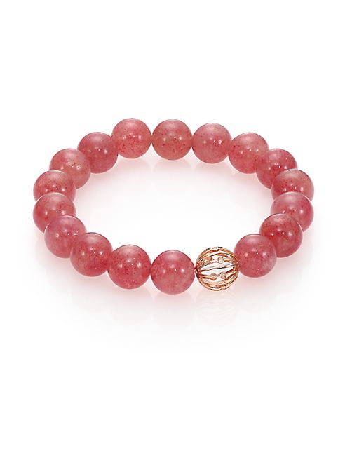 Sydney Evan - Diamond, Pink Muscovite &14K Rose Gold Beaded Bracelet