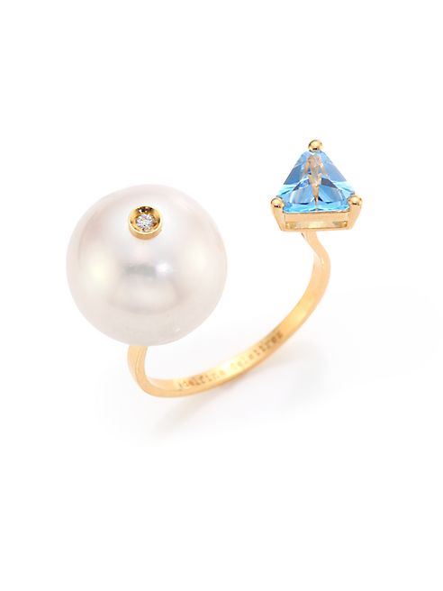 Delfina Delettrez - Diamond, Pearl & Topaz Trillion Ring