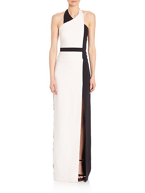 Badgley Mischka - Colorblock Halter Gown