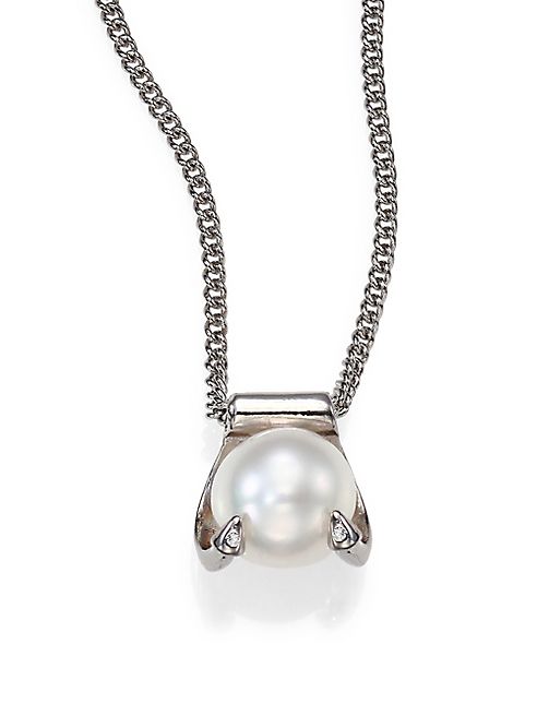 Vita Fede - After Dark Raven 8MM White Pearl Pendant Necklace